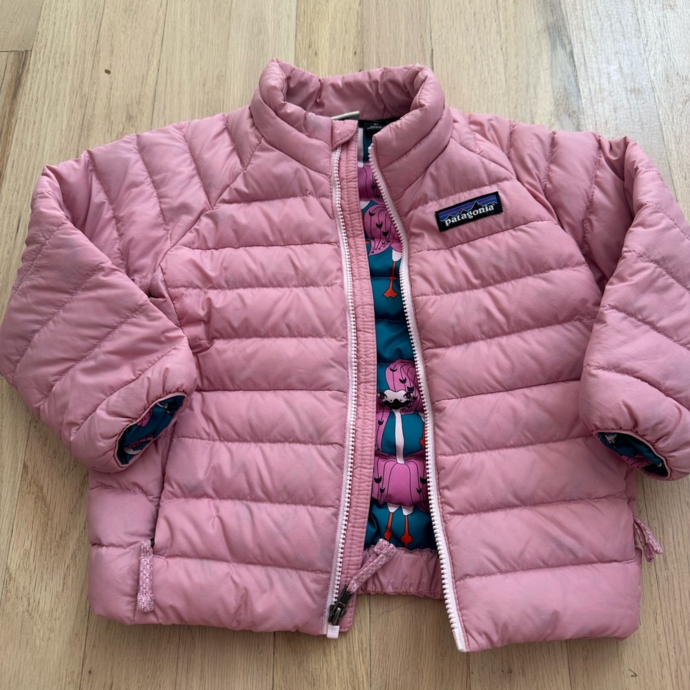 Patagonia Kids Light Pink Puffer Jacket (baby down sweater on site)